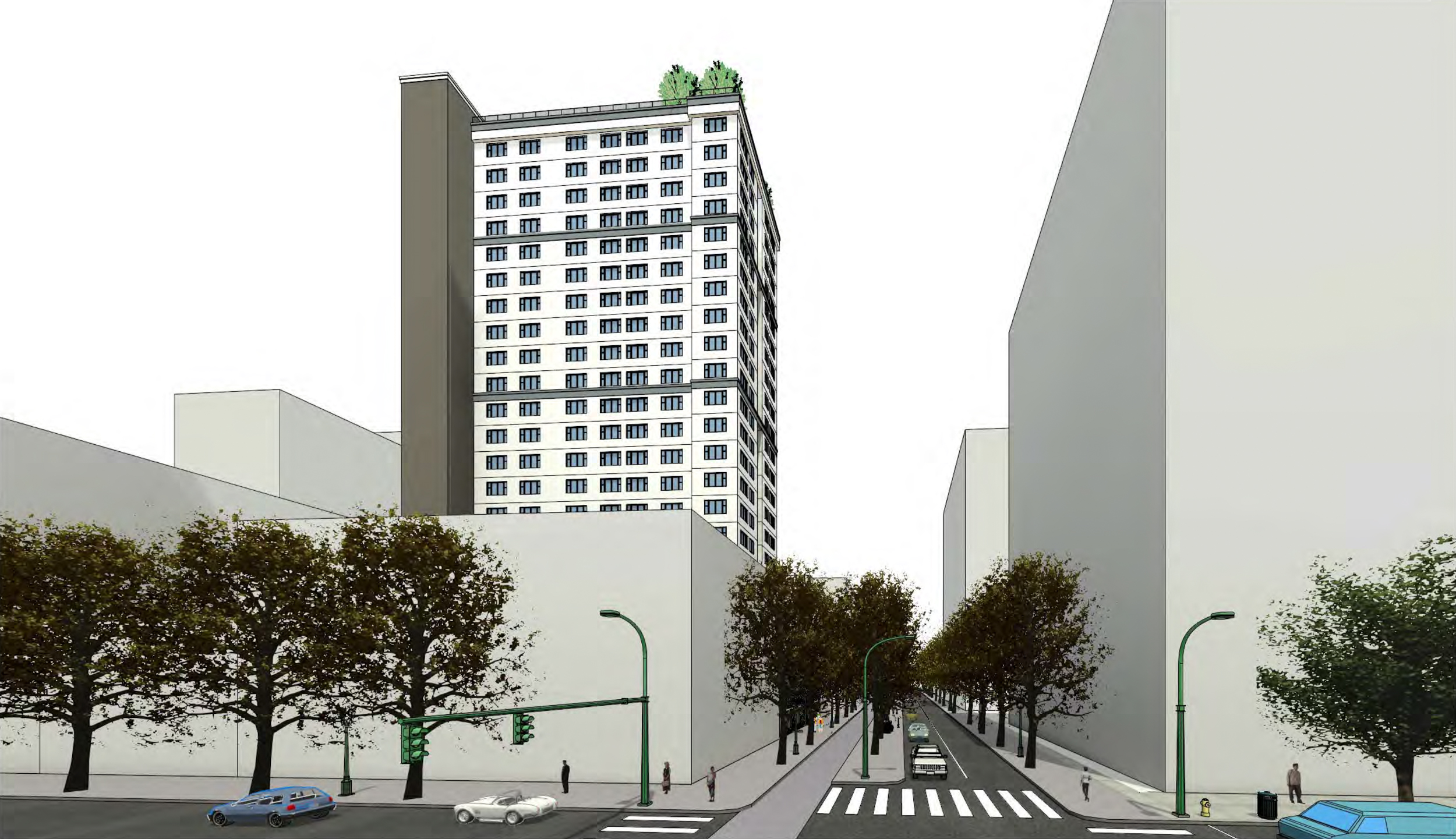 19 North 2nd Street pedestrian view, illustration by Anderson Architects