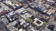 1979 Mission Street property outlined approximately according to site map, image via Google Satellite