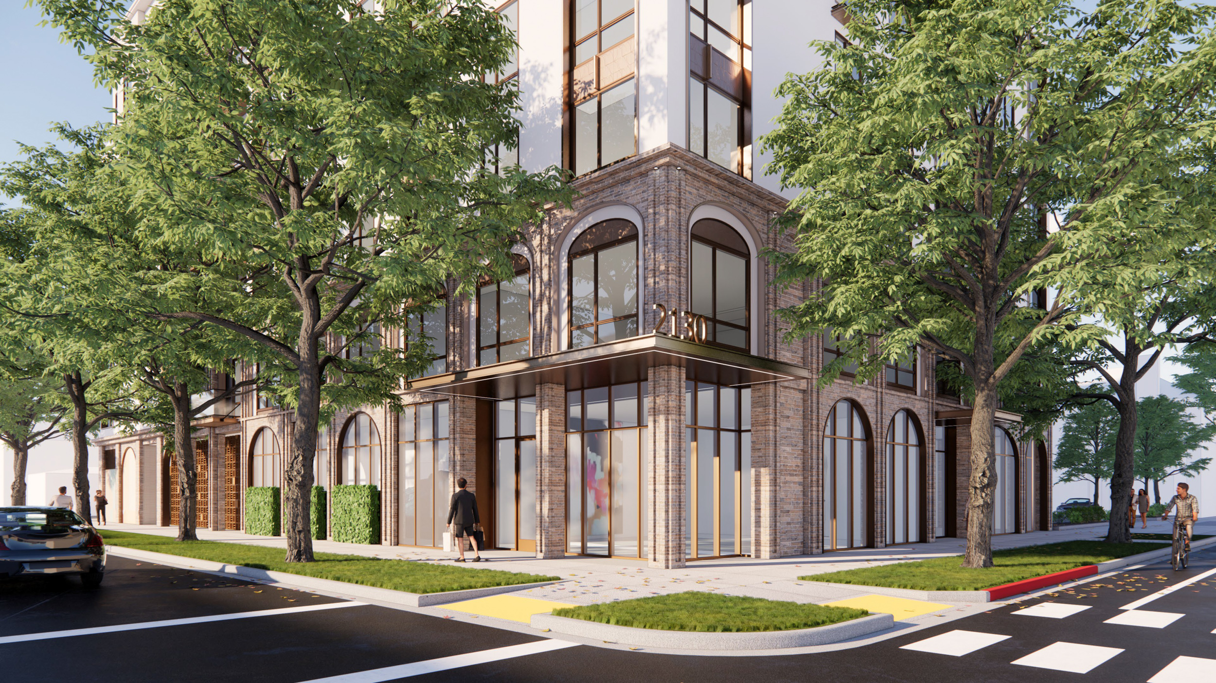 2130 J Street main entry view, rendering by LPAS Architecture + Design
