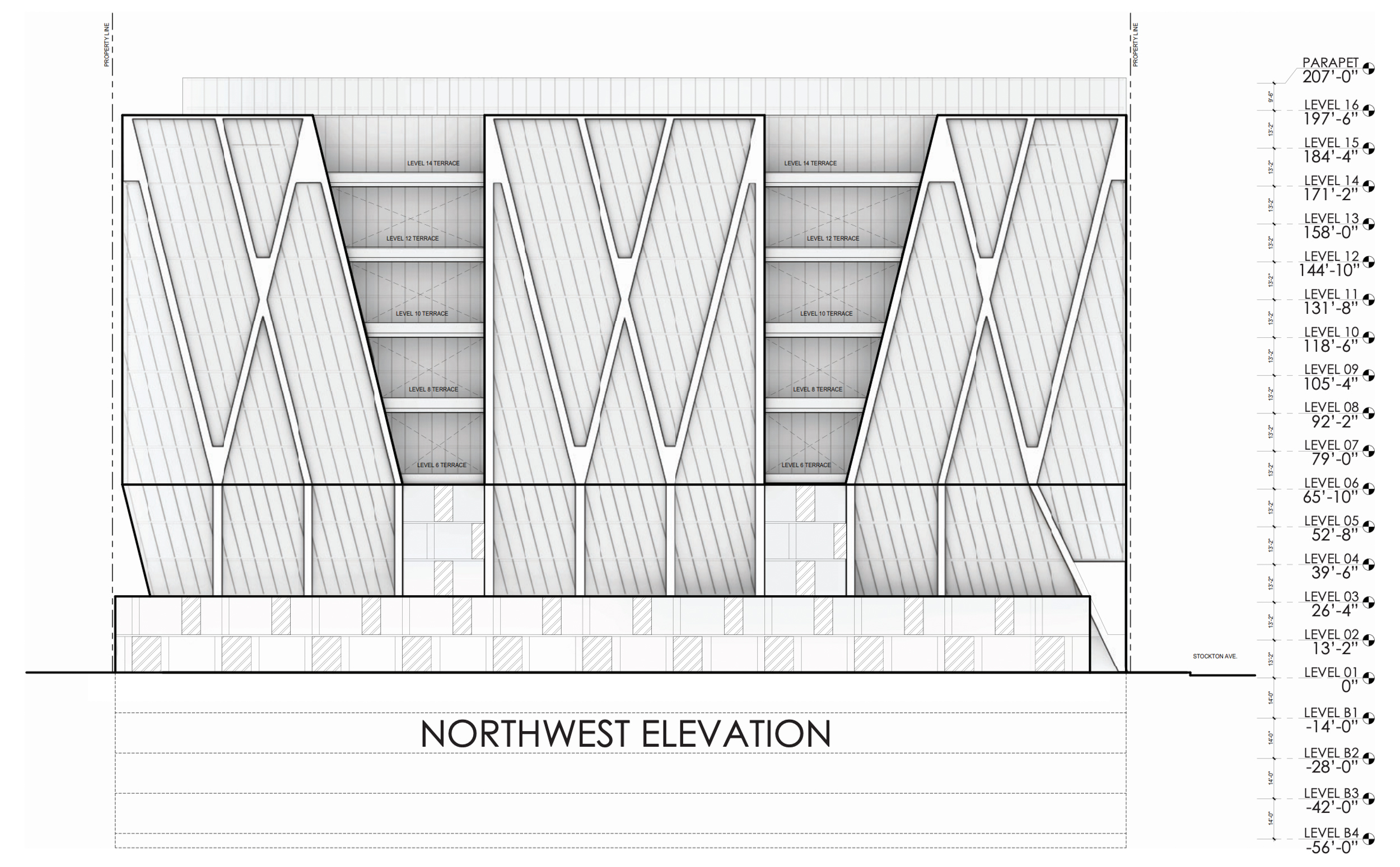 250 Stockton Avenue northwest elevation, illustration courtesy Steinberg Hart