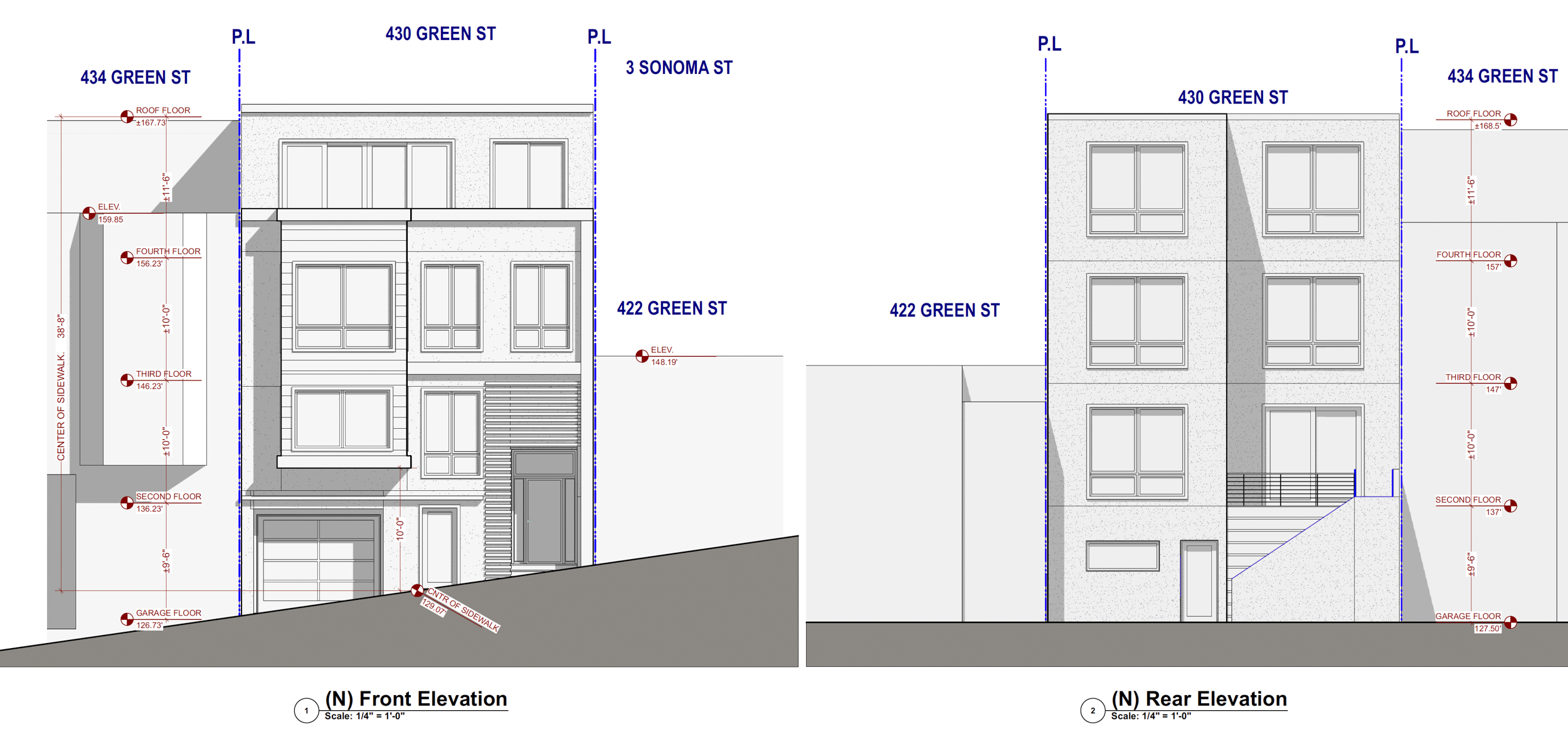 430 Green Street facade elevation, illustration by SIA Consulting
