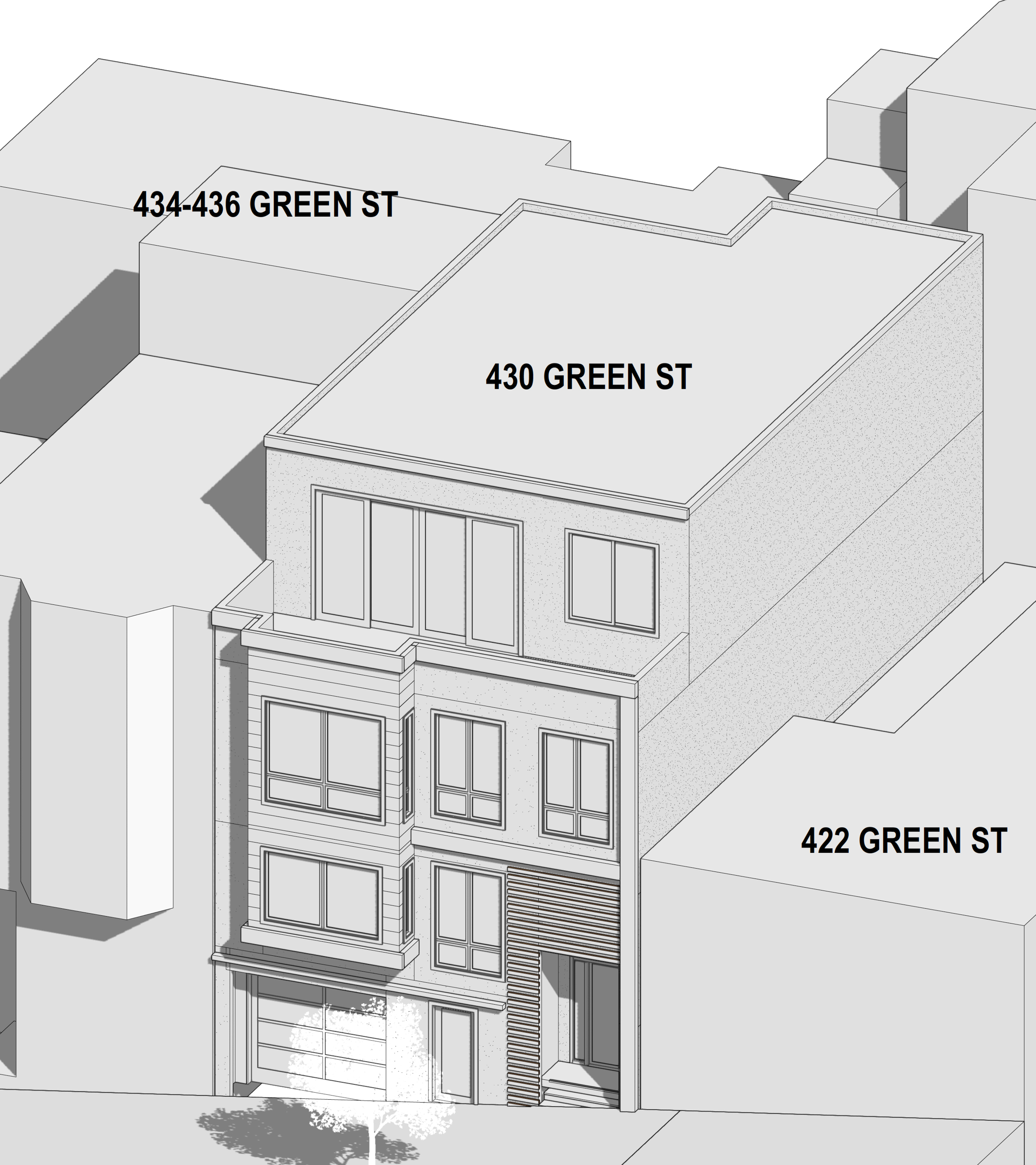 430 Green Street front view, illustration by SIA Consulting