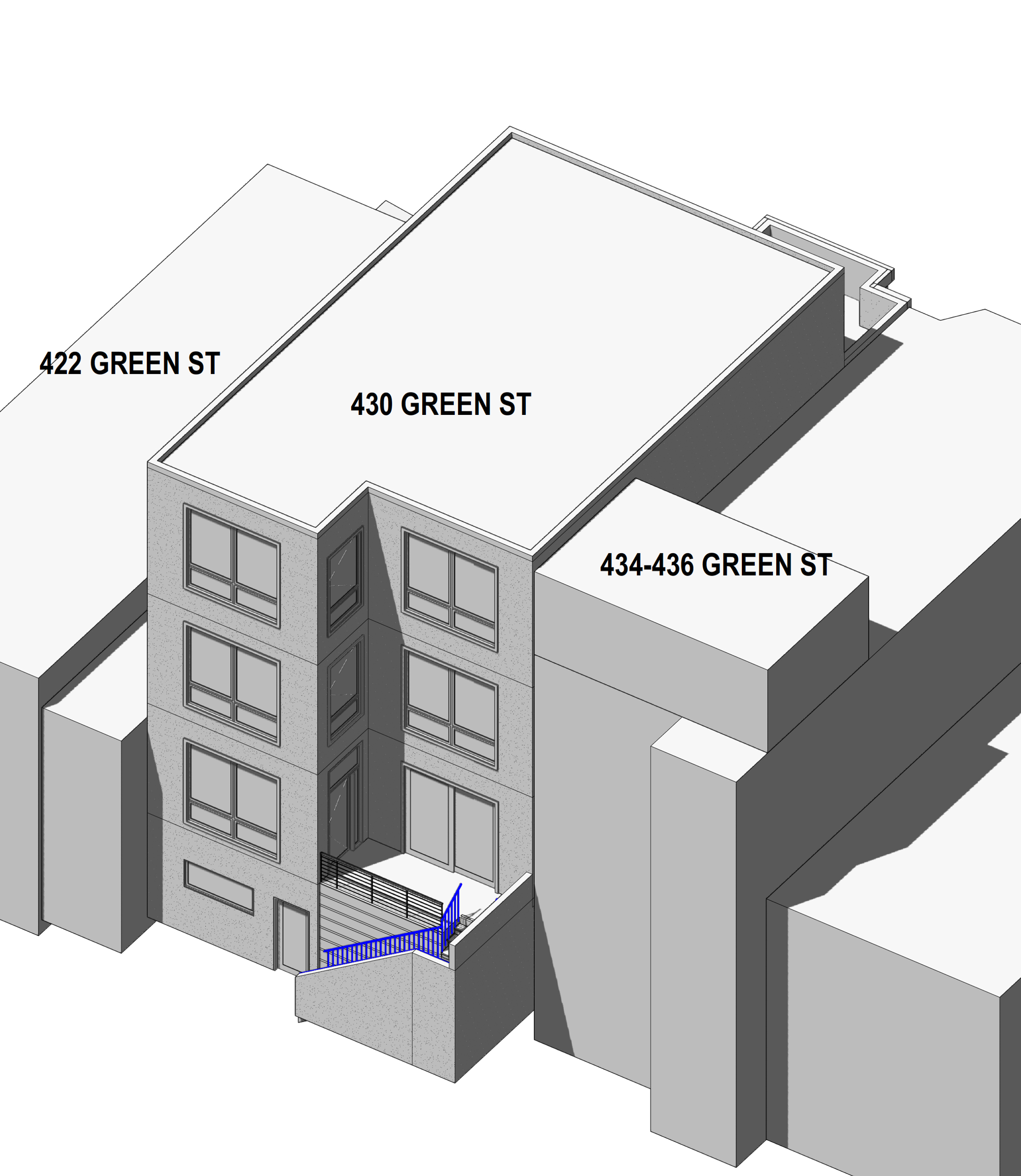 430 Green Street rear view, illustration by SIA Consulting