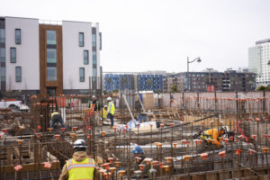 Mission Bay Block 9A construction crews on-site, image by Andrew Campbell Nelson