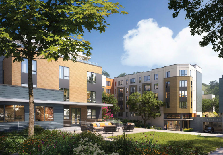 Oak Hill Apartments courtyard, rendering by SVA Architects