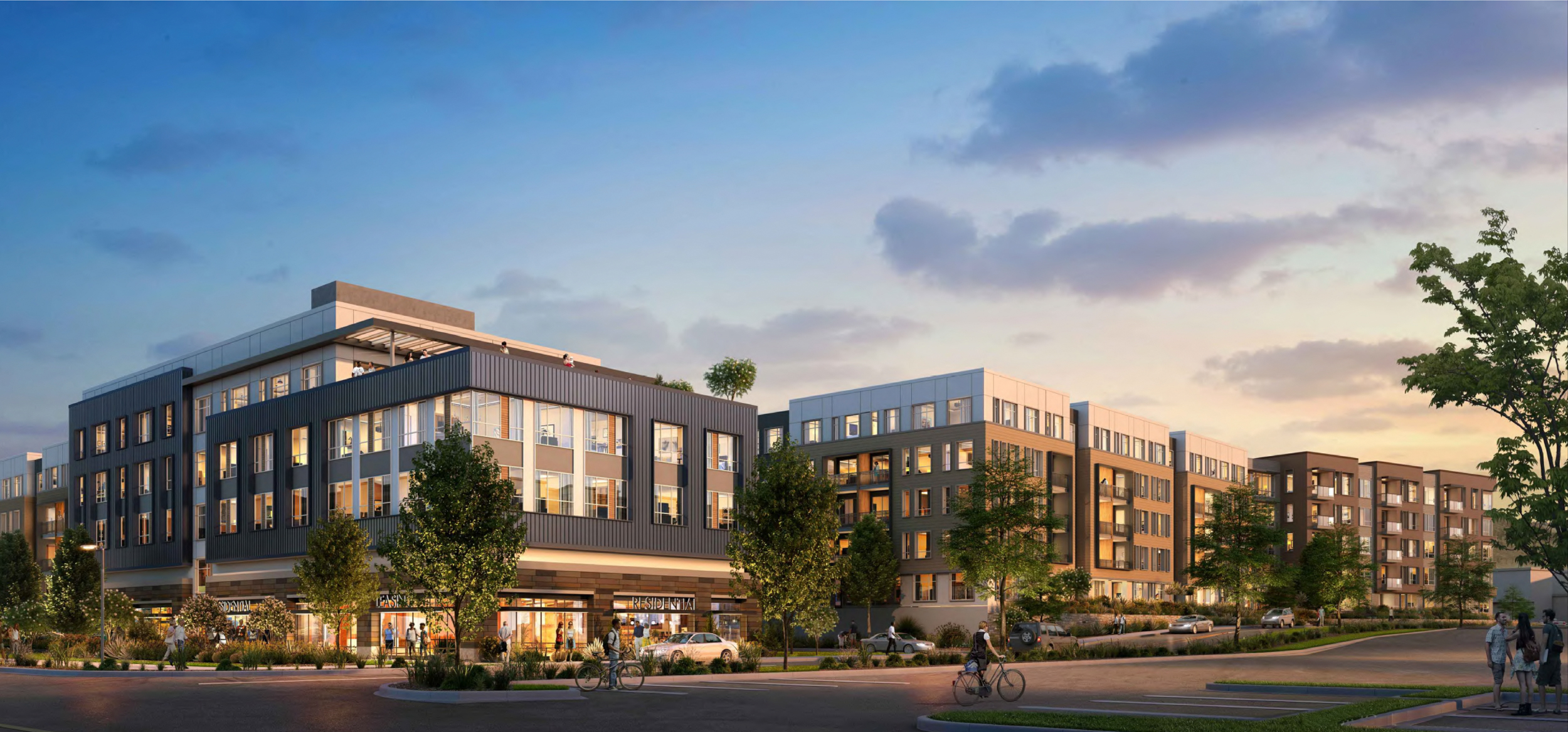Stoneridge Mall residential project pedestrian view, rendering by KTGY