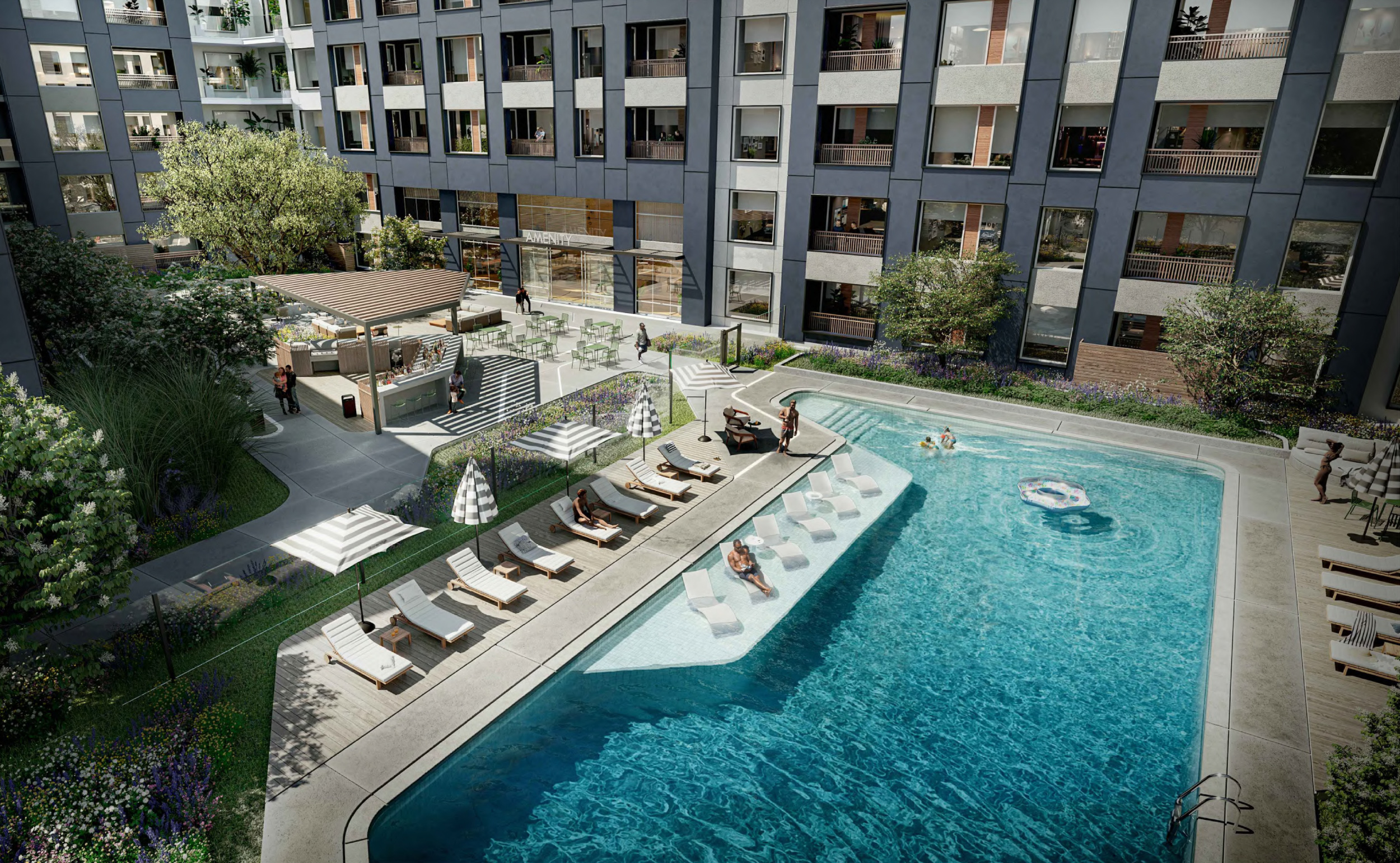 Stoneridge Mall residential project pool deck, rendering by KTGY