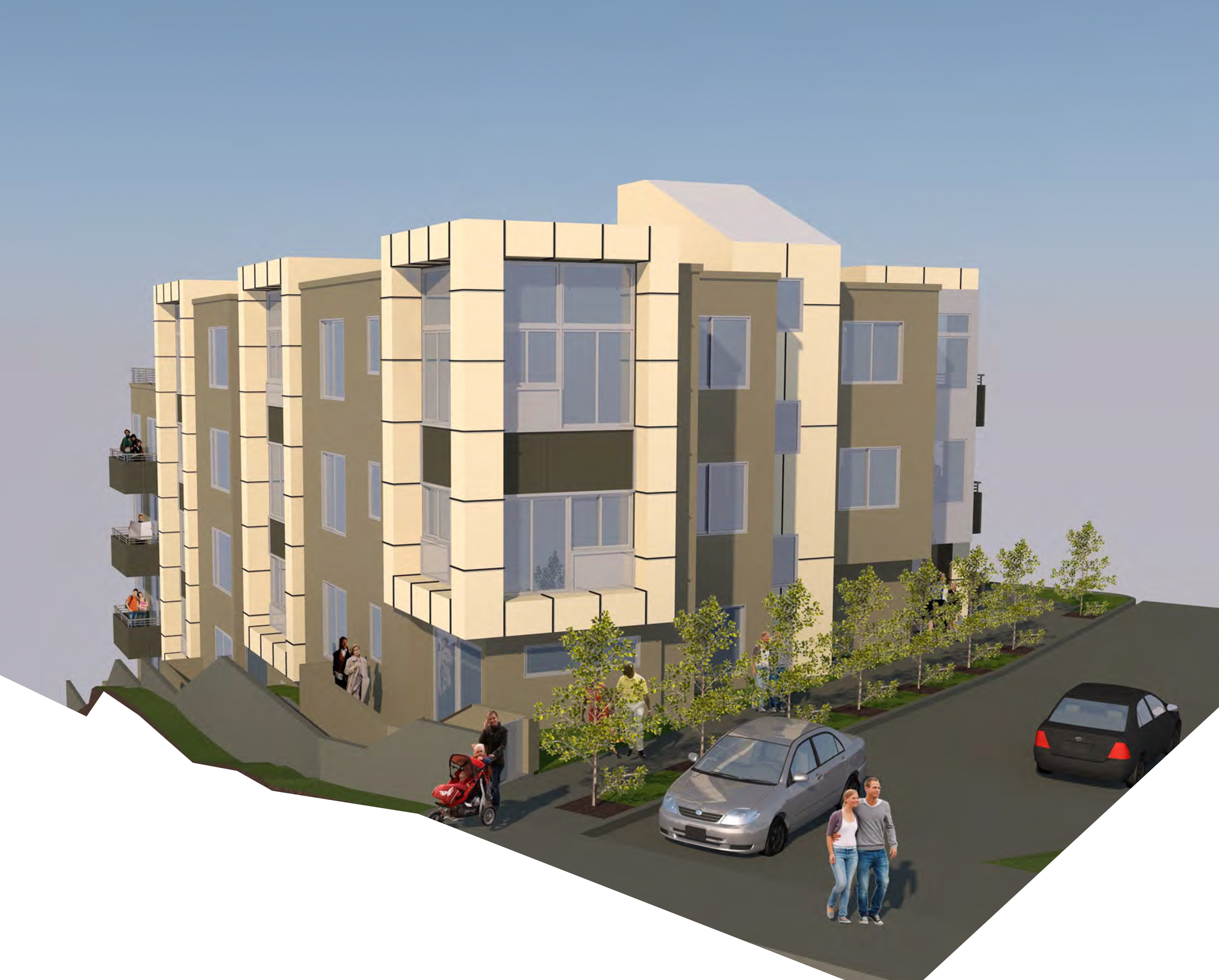1700 Egbert Avenue affordable housing hero view, rendering by Kotas and Pantaleoni Architects