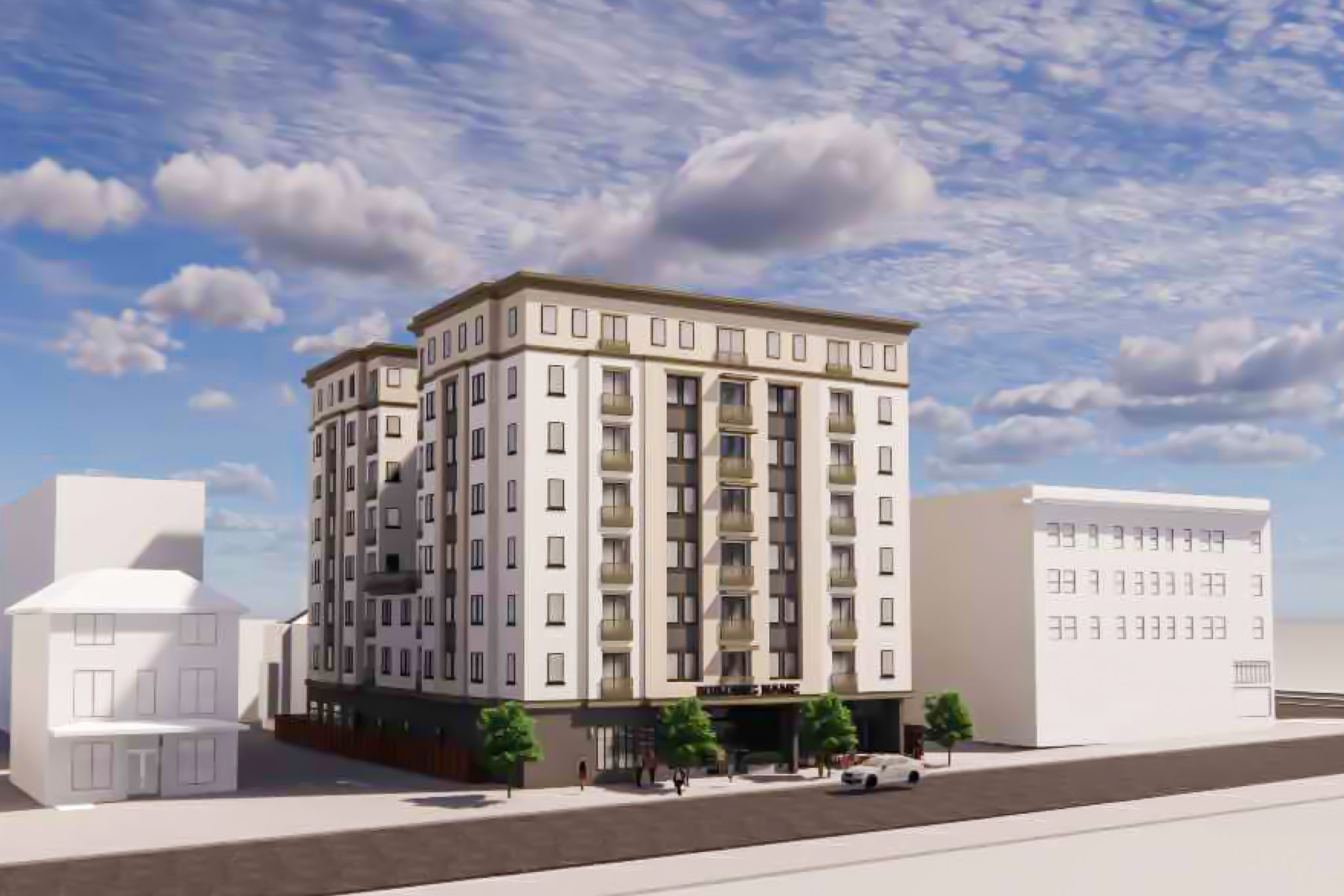 Establishing View Example Rendering Revealed for 2037 Durant Avenue, Downtown Berkeley - San ...