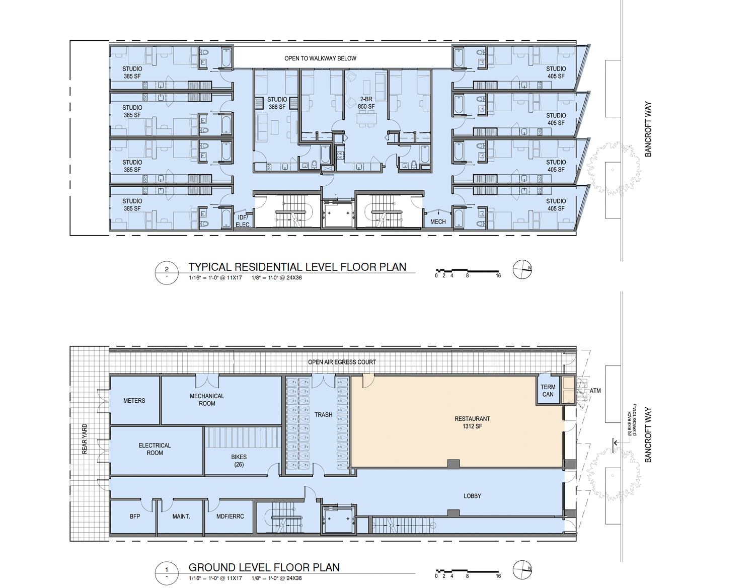 2462 Bancroft Way floor plans, illustration by Trachtenberg Architects