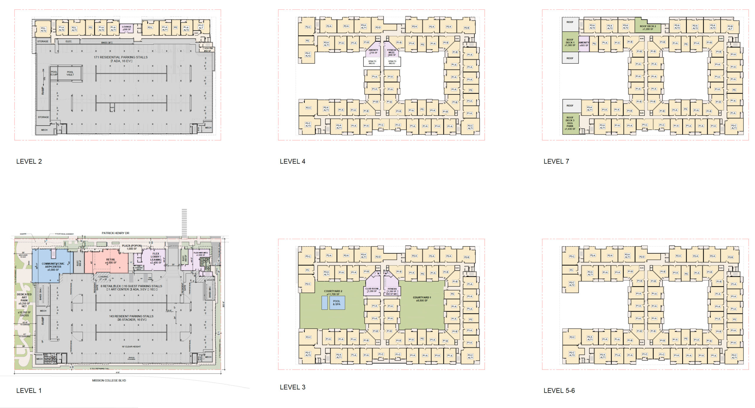 3000 Patrick Henry Drive floor plans, illustration by KTGY Architects