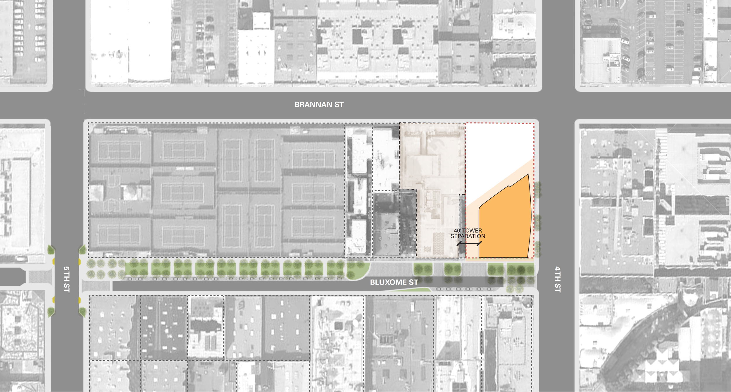 636-648 4th Street streetscape plan, illustration by Solomon Cordwell Buenz