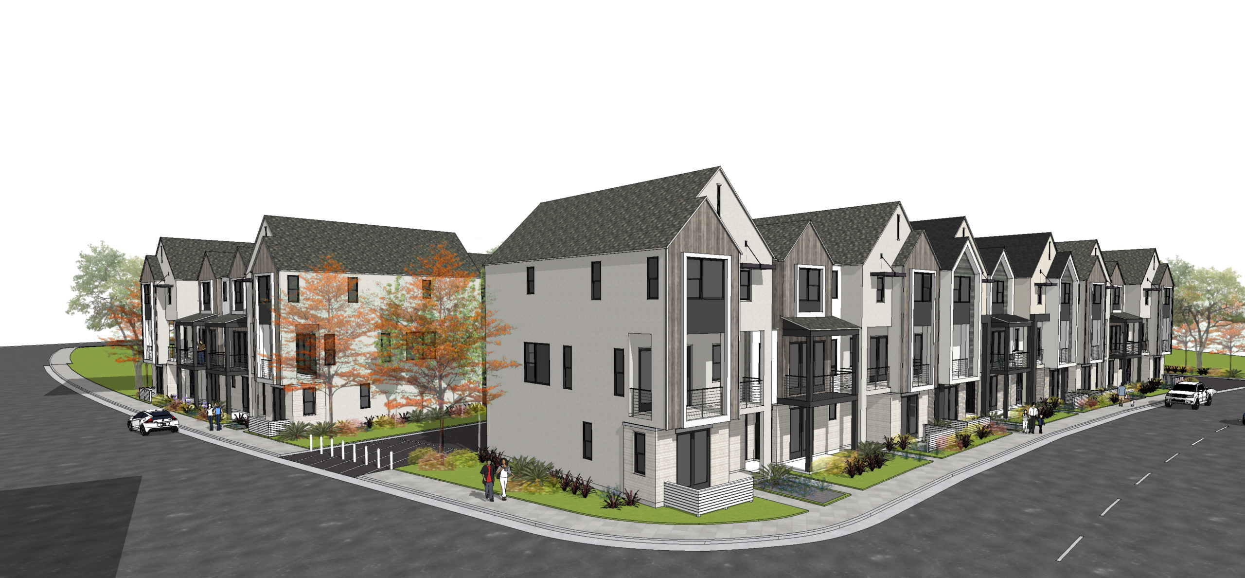 707 Commons Drive townhomes, rendering by BSB Design