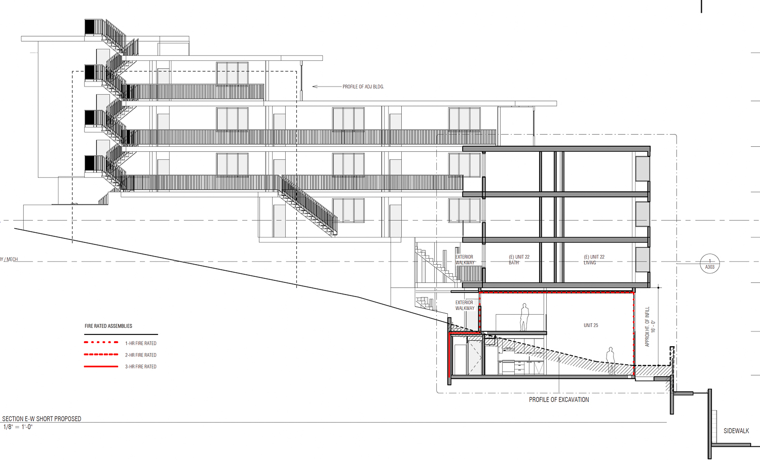 801 Corbett Avenue east-west cross-section, illustration by Jay Behr Architecture