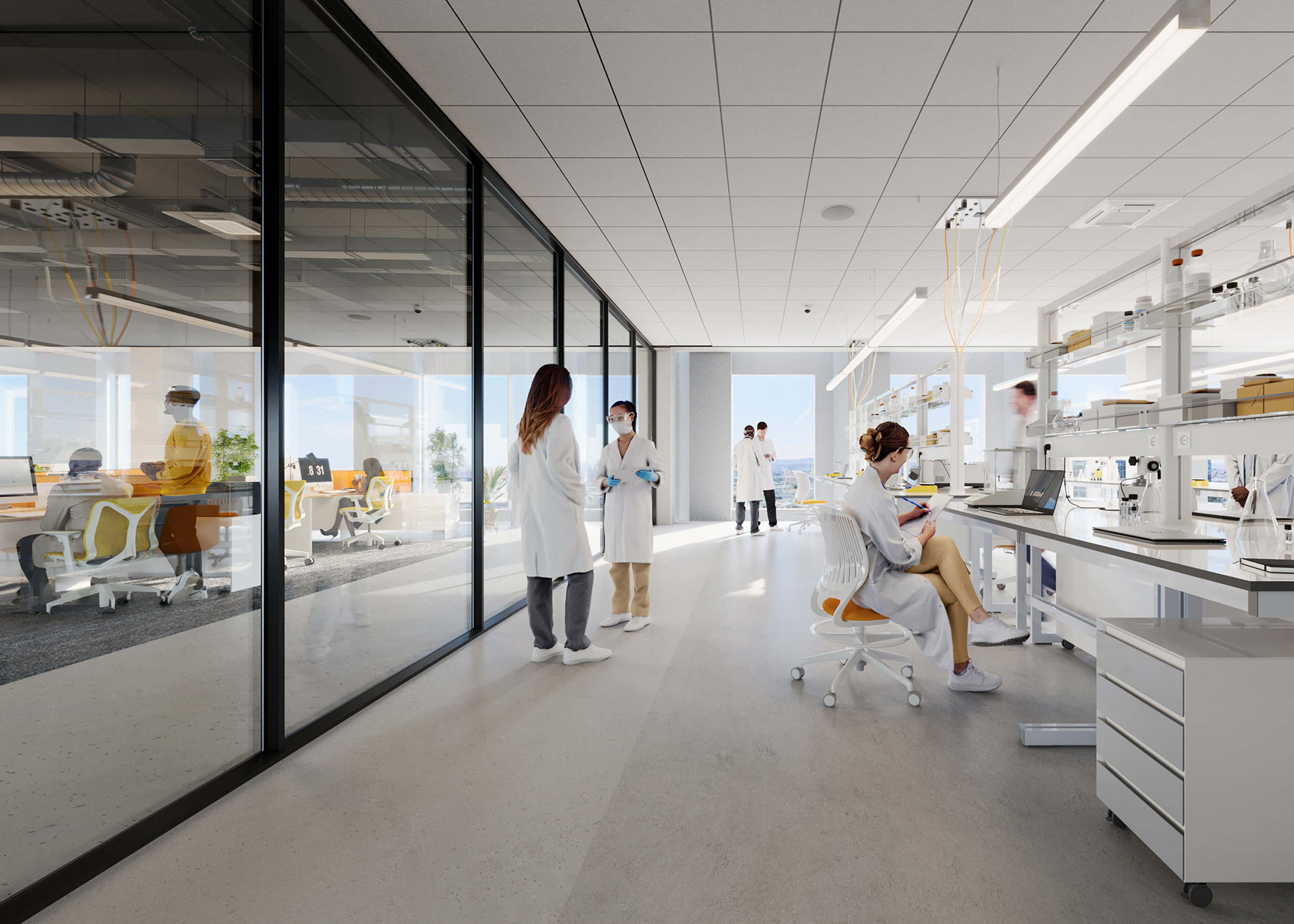AVIA Labs interior space, rendering by Flad Architecture
