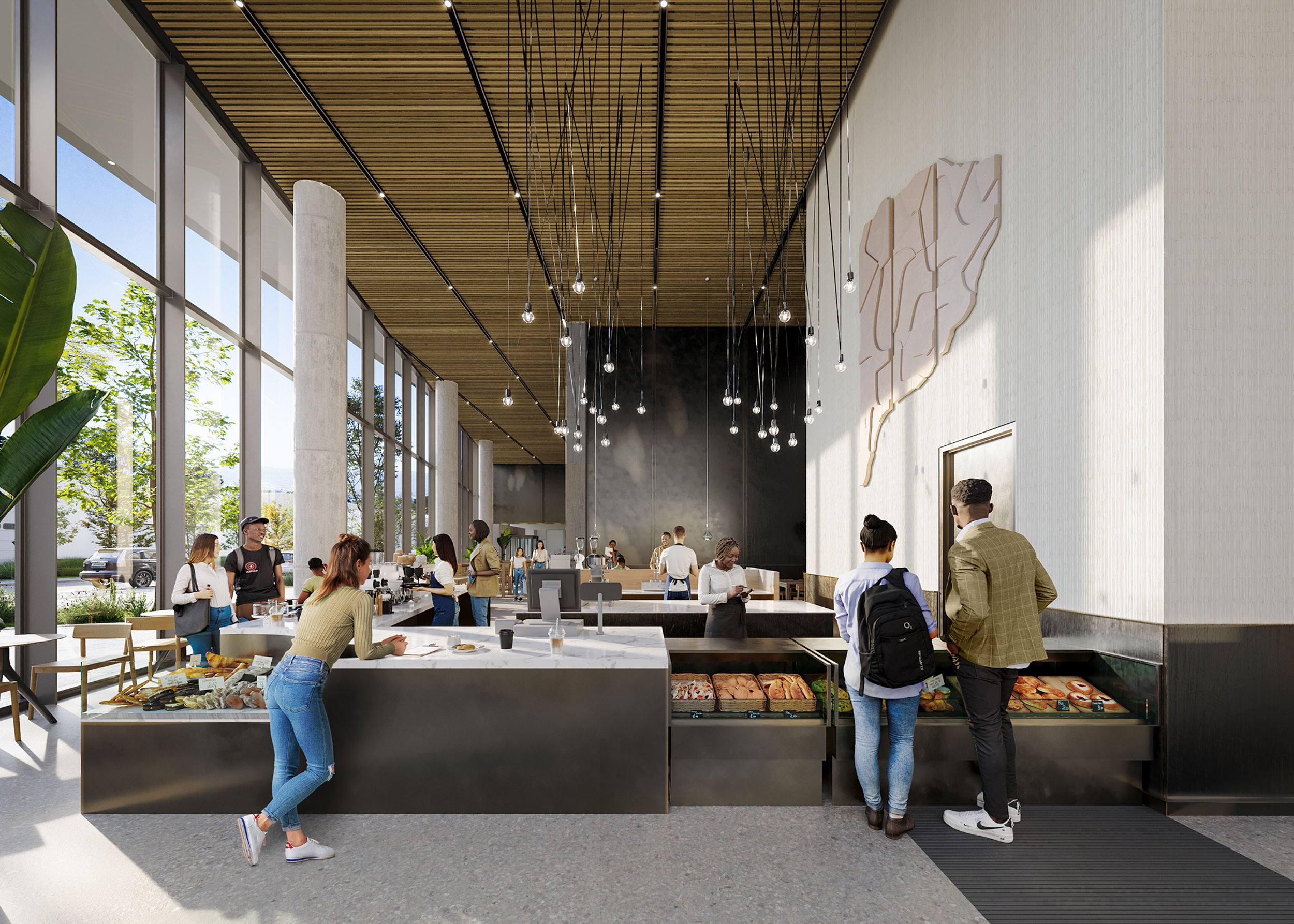 AVIA Labs on-site cafe, rendering by Flad Architecture