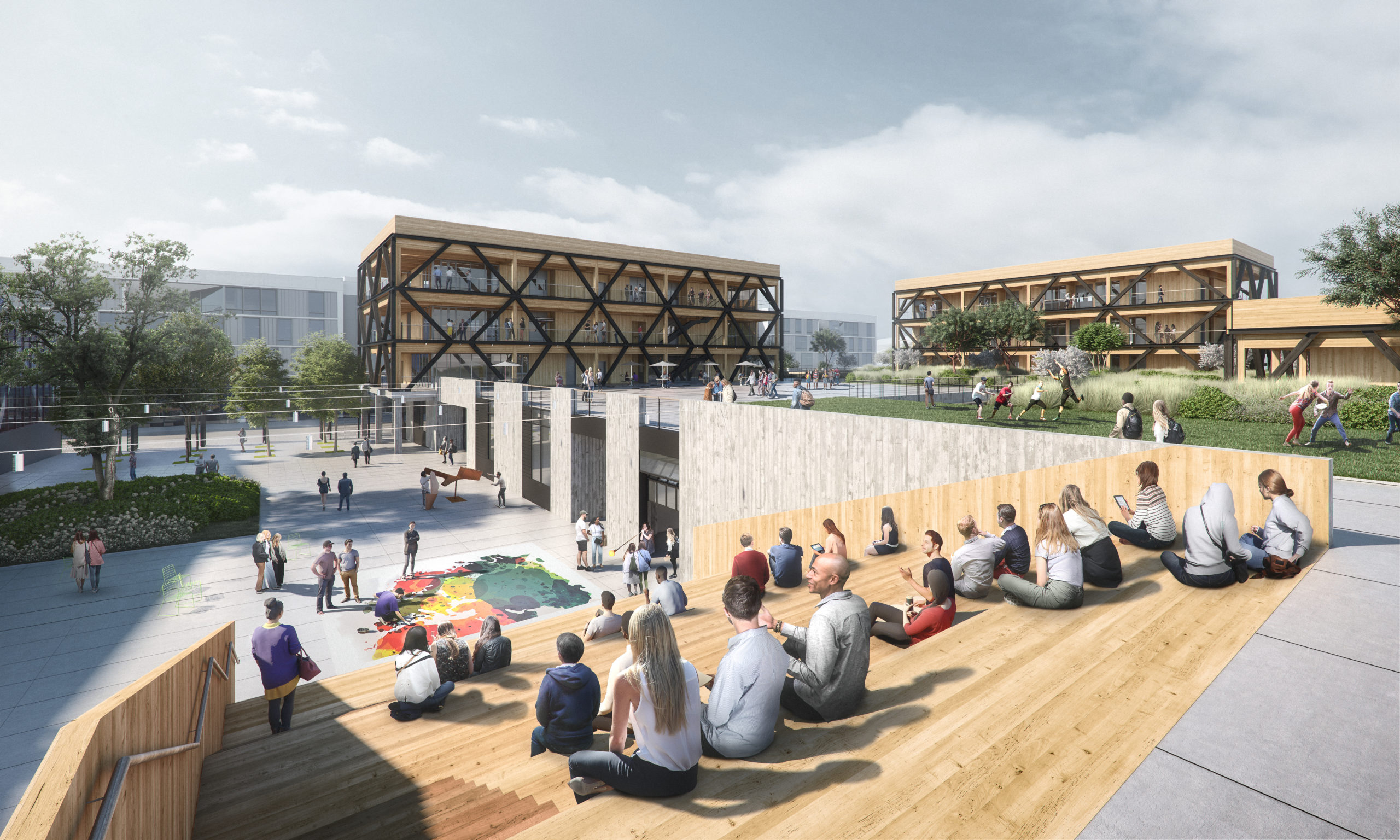 CCA campus student view, rendering by Studio Gang and Kilograph
