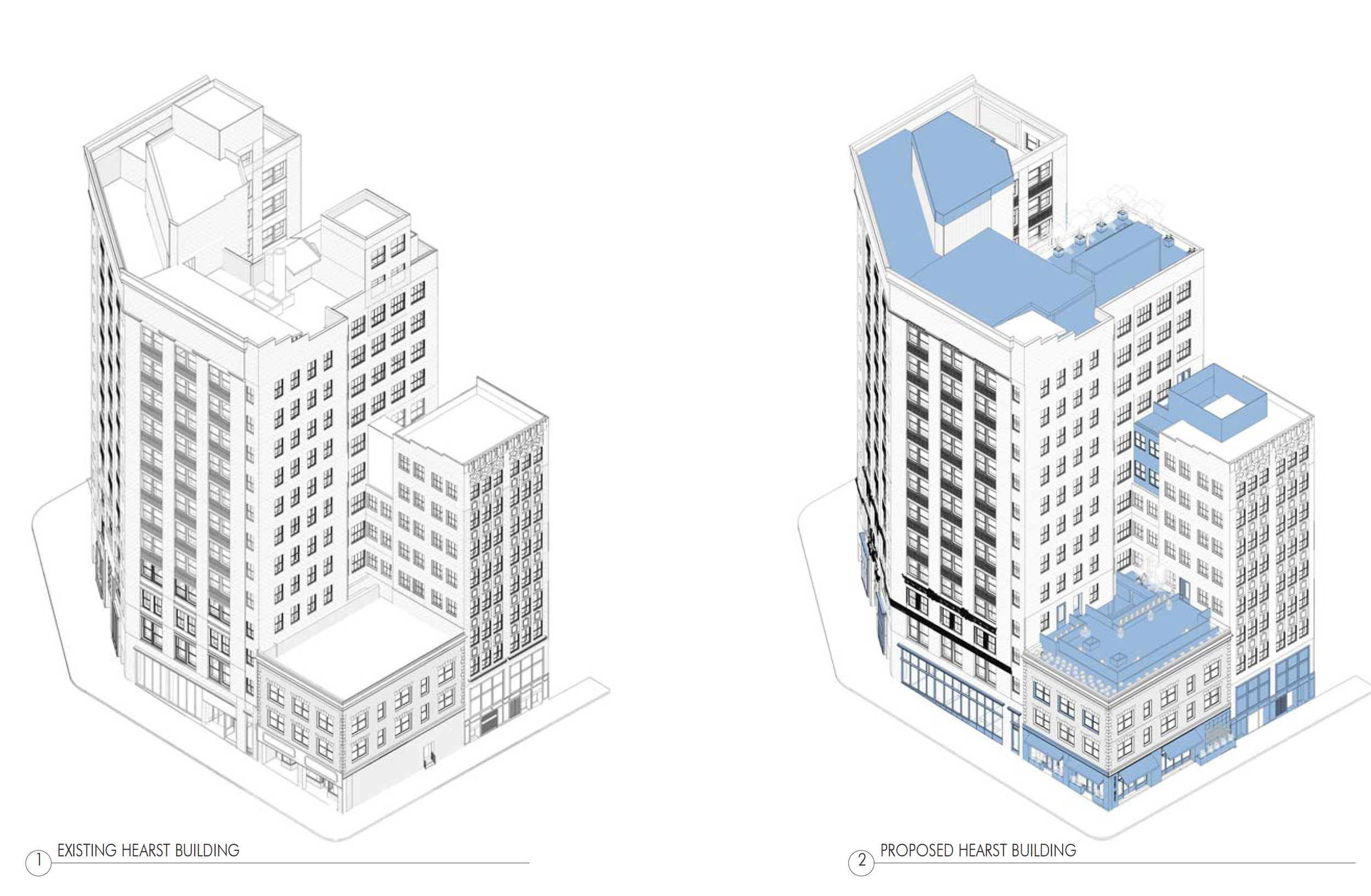 Hearst Building proposed alterations, illustration by Forge