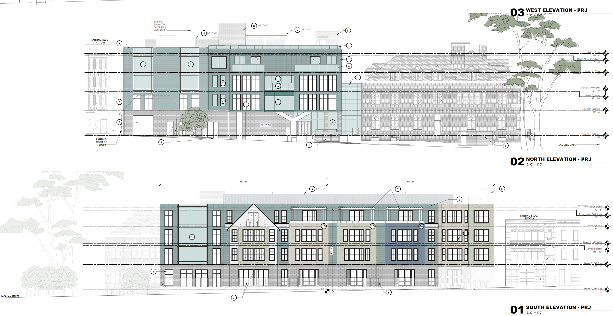Heritage on the Marina facade elevations, illustration by HKS Architects