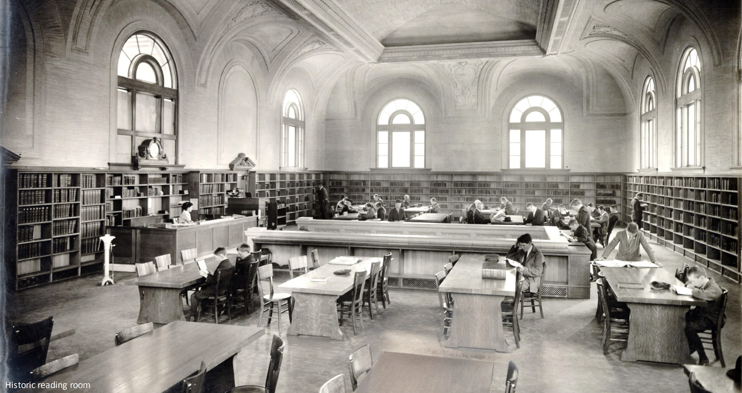Mission Library historic image of the Reading Room, image via SF Public Works
