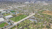 Senter Road Residential Project with Downtown San Jose in the background, image via Google Satellite and outlined by YIMBY