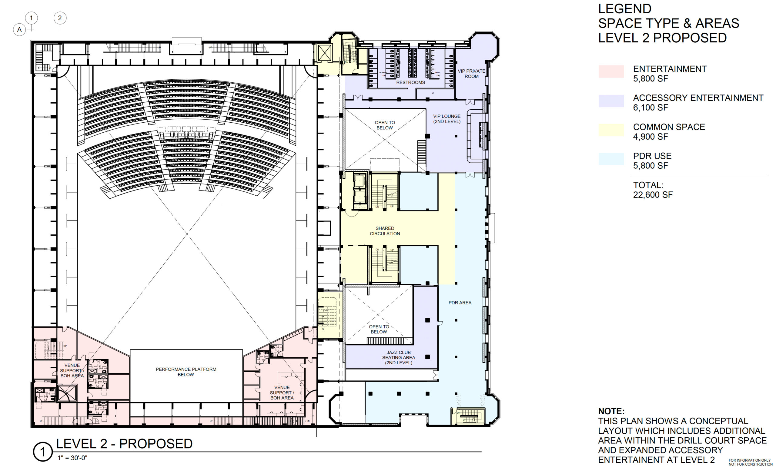The Armory level two floor plan, illustration by TEF Design