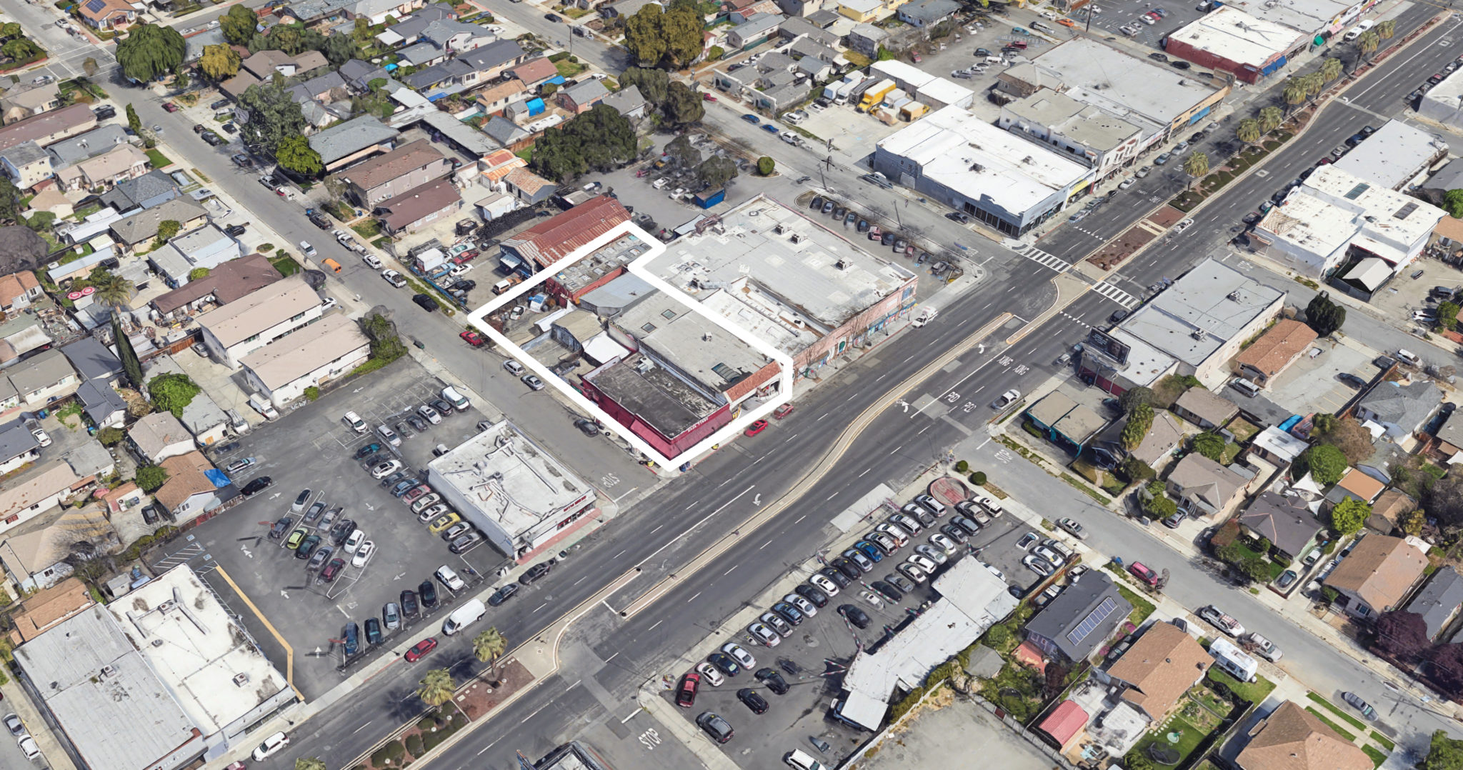 Affordable Housing Planned Along West San Carlos Street San Jose San   1929 West San Carlos Street Image Via Google Satellite 2048x1078 