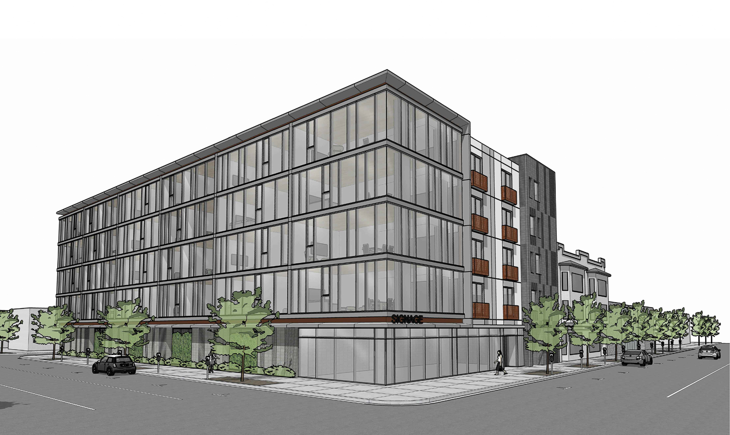 2101 J Street southwest view, rendering by Vitae Architecture