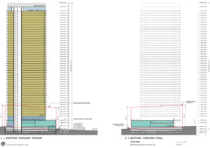 2700 Sloat Boulevard, vertical cross-section by Solomon Cordwell Buenz