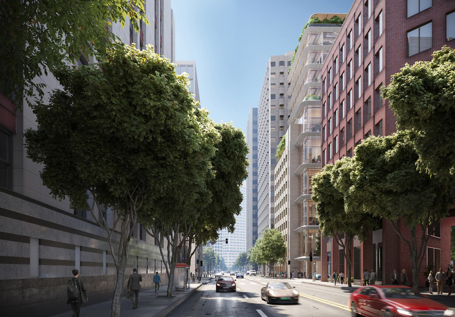 3 Transamerica seen looking along Sansome Street, rendering by Foster + Partners
