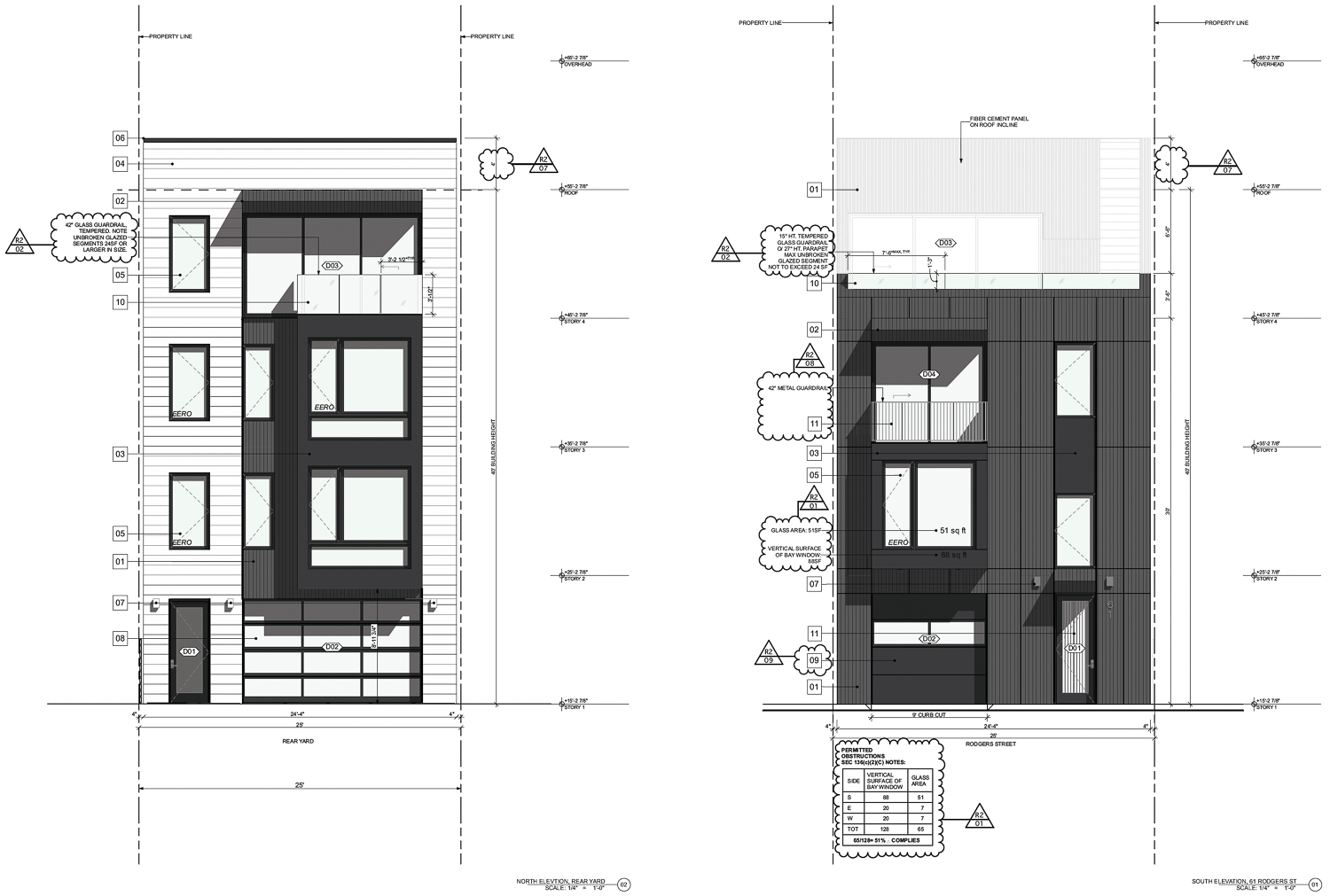 61 Rodgers Street facade elevations, illustration by RG Architecture