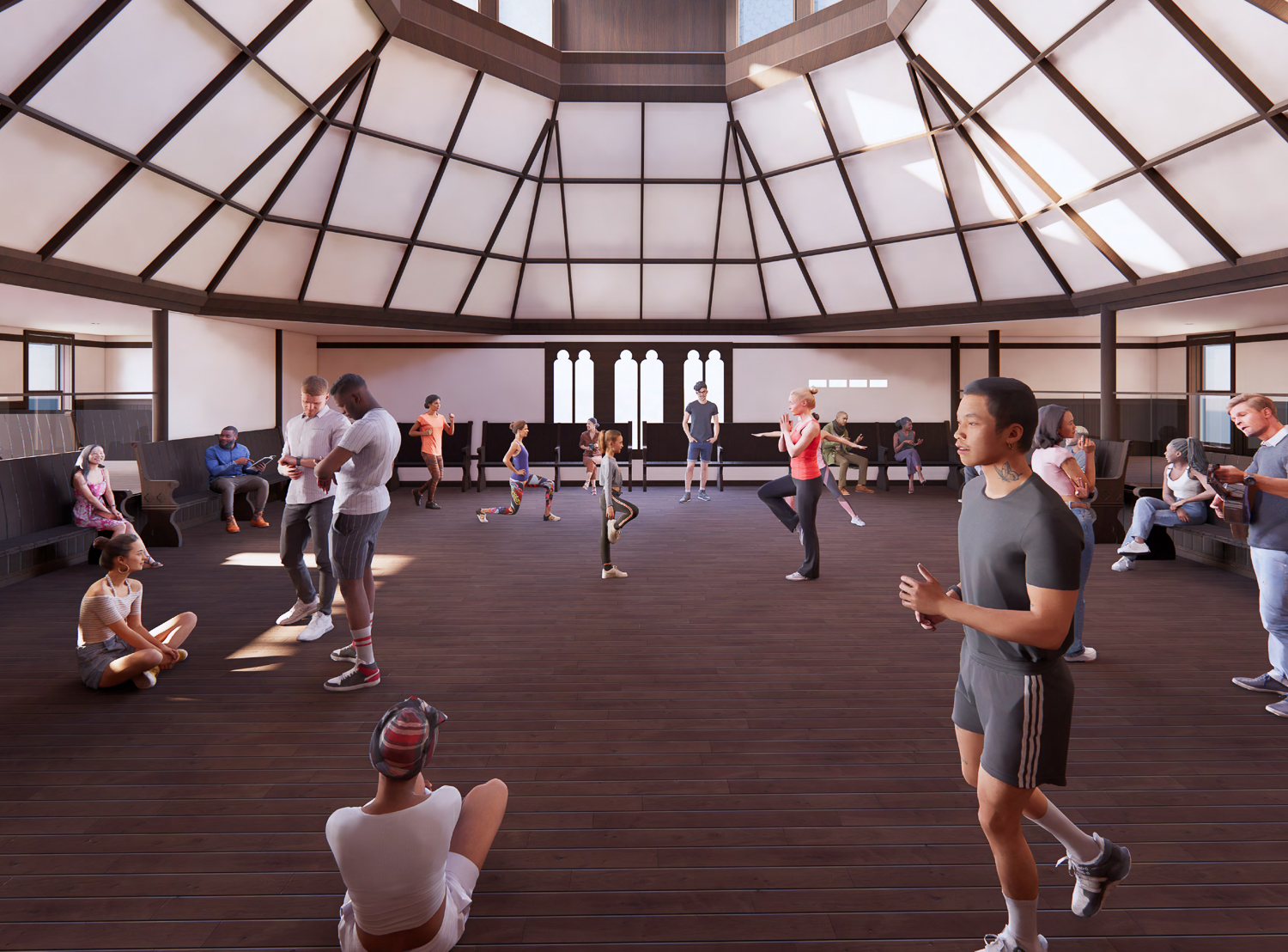 Brooklyn Arms affordable housing fitness space, rendering by AS Architecture