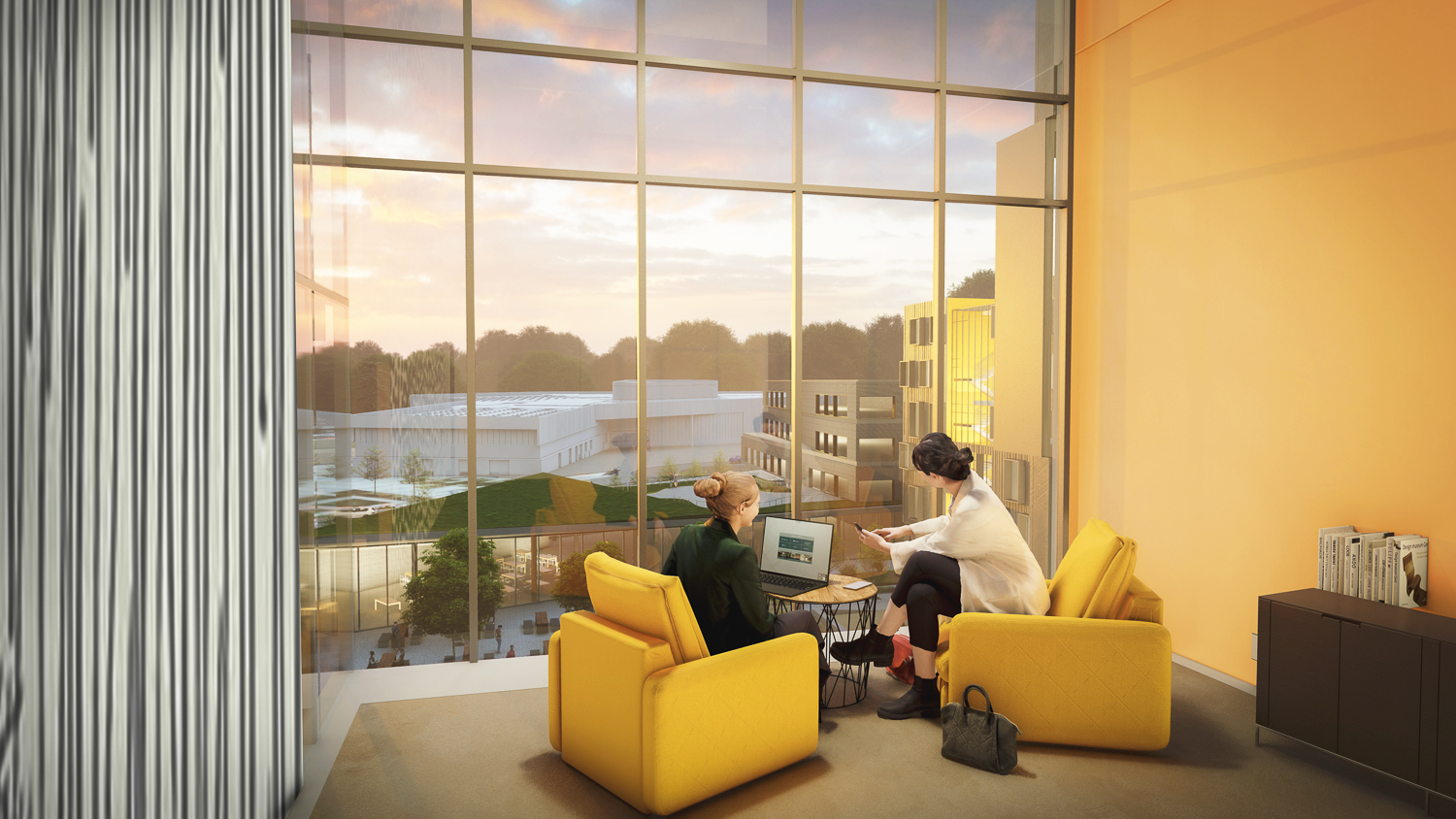 West Campus Green interior view, rendering by EHDD