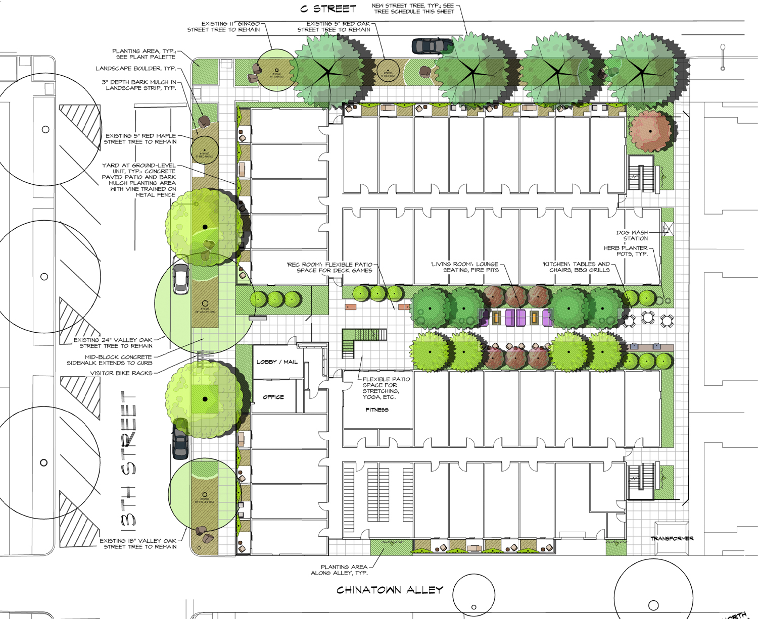 1300 C Street landscaping map, illustration by 19six Architects