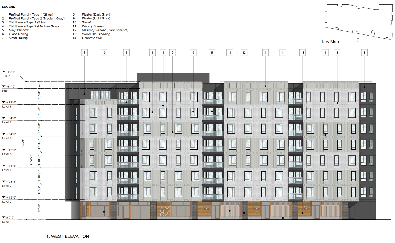 2587 Telegraph Avenue facade elevation, illustration by KTGY Architects