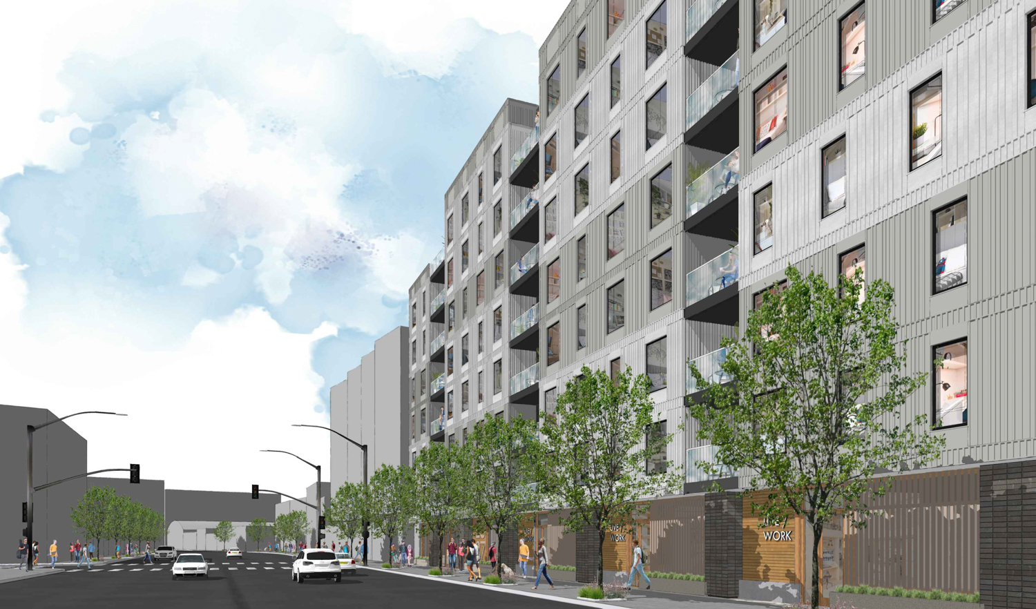 2587 Telegraph Avenue street view, rendering by KTGY Architects