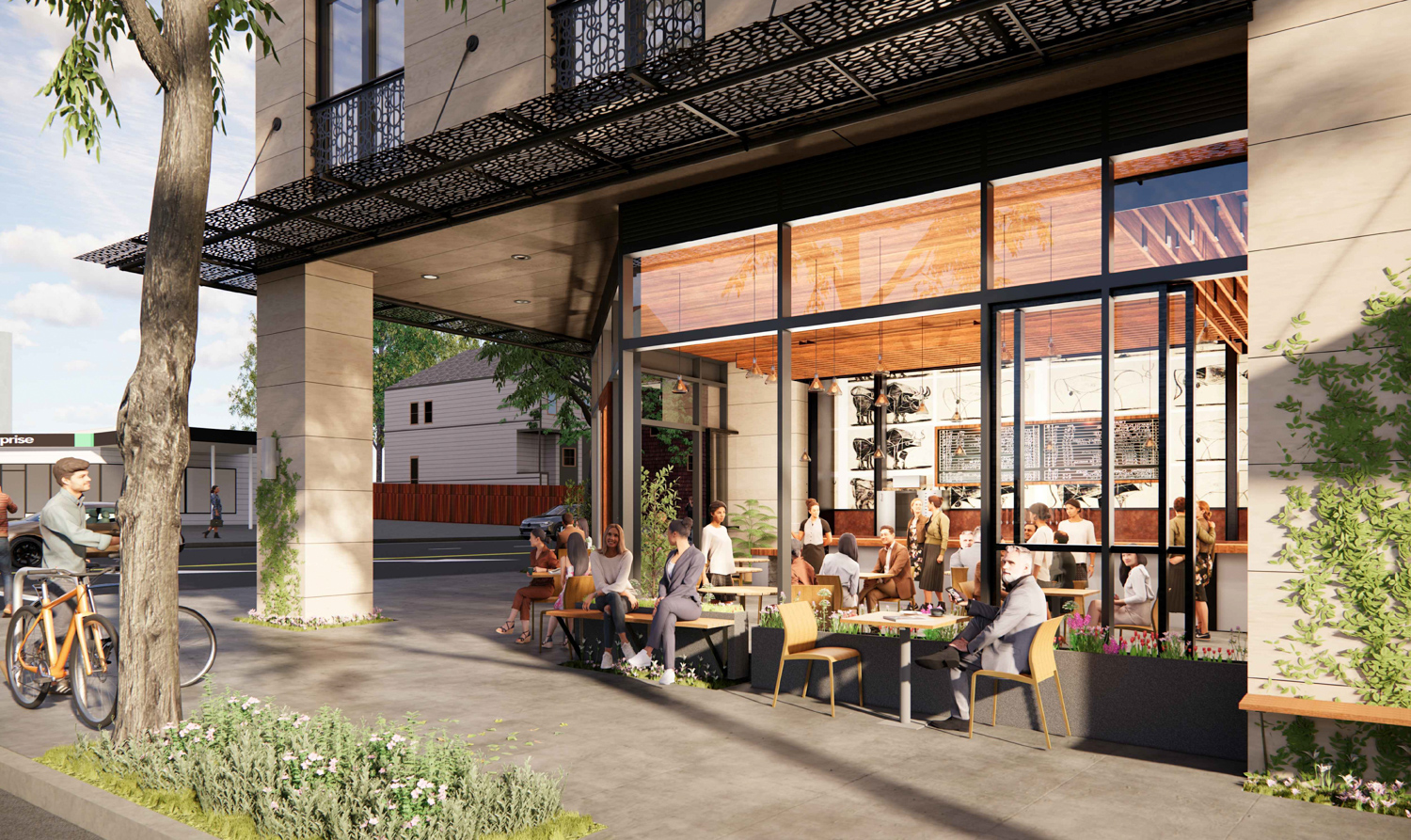 3000 Shattuck Avenue commercial retail space, rendering by Trachtenberg Architects