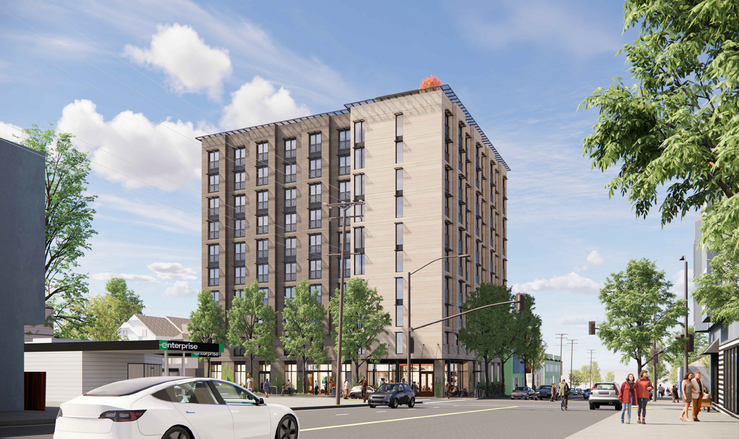 3000 Shattuck Avenue view along Ashby, rendering by Trachtenberg Architects