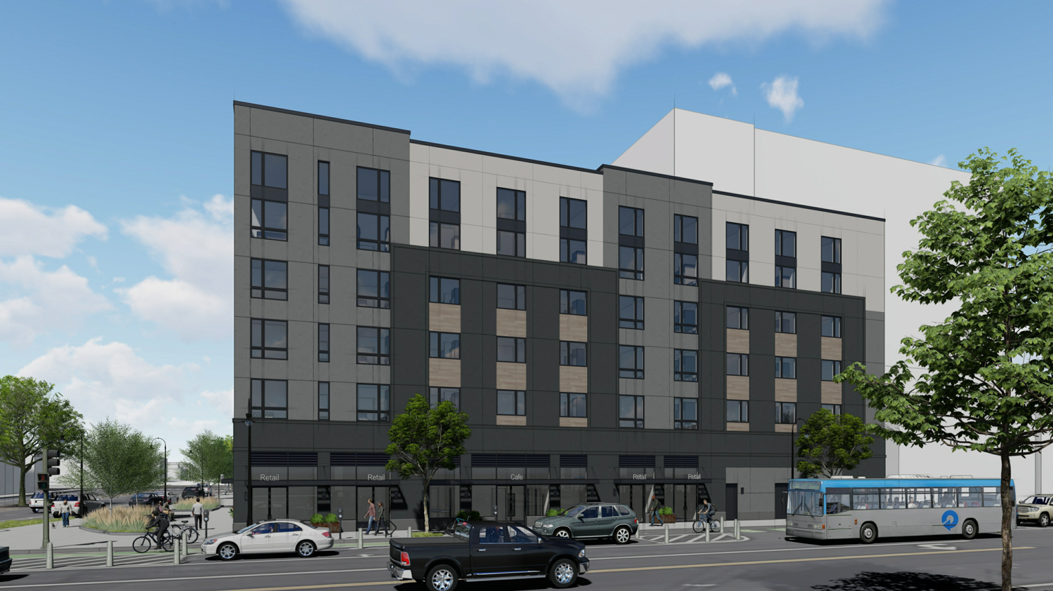 3801 Telegraph Avenue side view, rendering by Left Coast Architecture