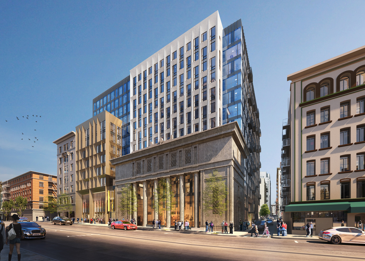 450 O'Farrell Street 2018-era illustration, rendering by DLR Group and Kwan Henmi
