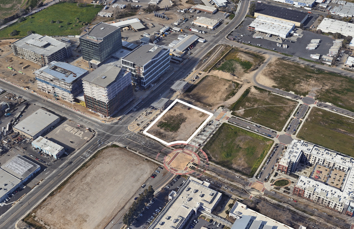 629 Richards Boulevard, image via Google Satellite outlined approximately by YIMBY