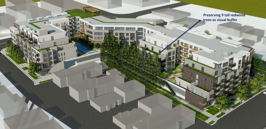 749 West El Camino Real aerial view, illustration courtesy Greystar