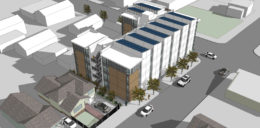 7954 MacArthur Boulevard birdseye view, rendering by Kodama Diseno Architects