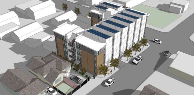 7954 MacArthur Boulevard birdseye view, rendering by Kodama Diseno Architects