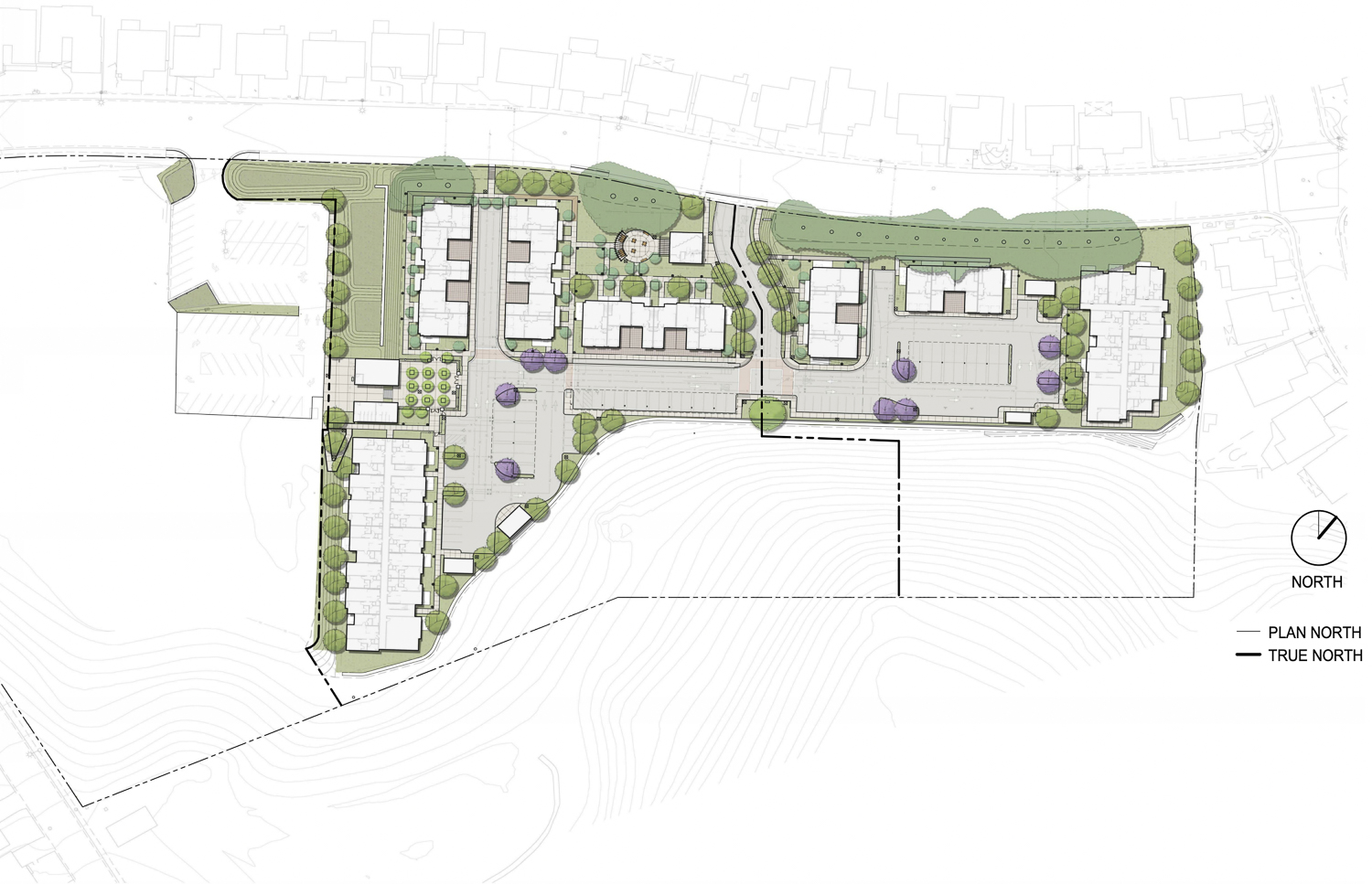Pacifica Housing project landscaping map, illustration by Seidel and BDE