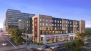 Township Nine Hotel drone view, rendering by Robert Becker for Lowney Architecture