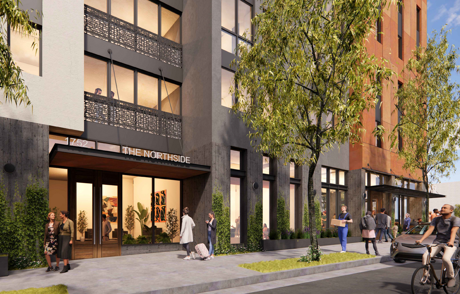 1752 Shattuck Avenue residential entry, rendering by Trachtenberg Architects
