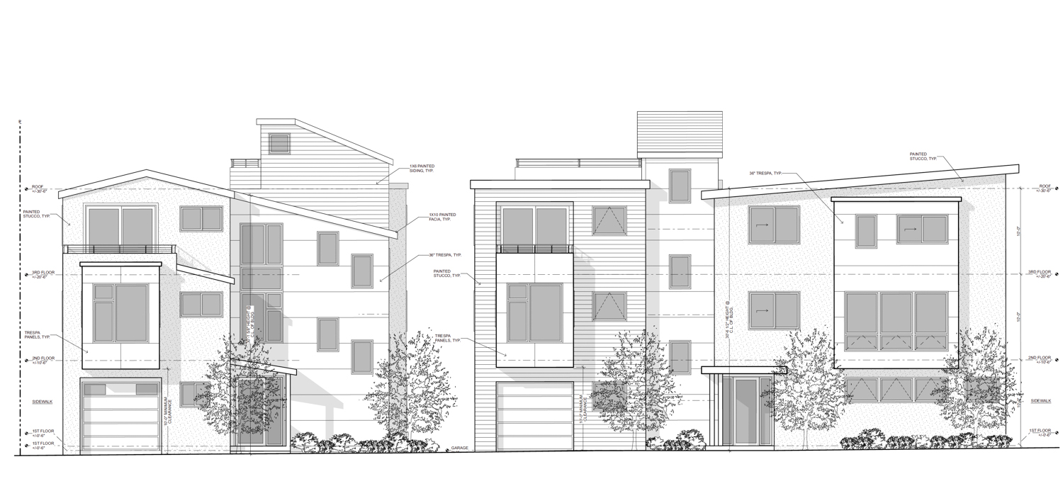 235-245 Gellert Drive facade elevation, illustration by Kotas Pantaleoni Architects