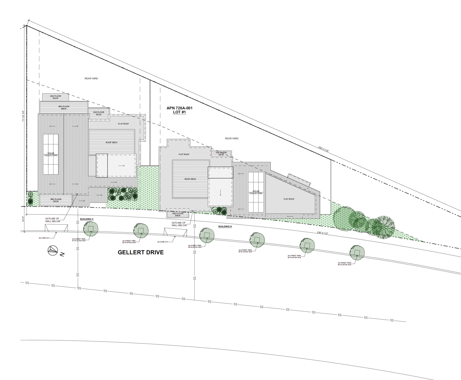 235-245 Gellert Drive rooftop floor plan, illustration by Kotas Pantaleoni Architects