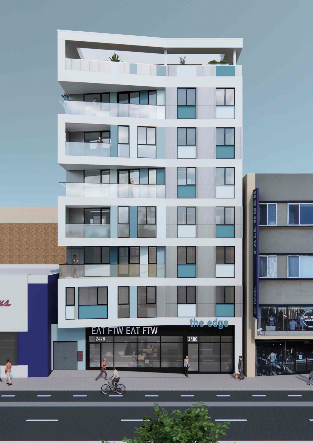 2480 Bancroft Way facade elevation, rendering by Studio KDA